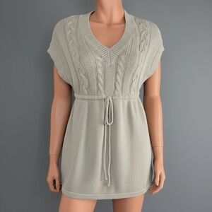 Mossimo Babydoll Cable Knit Sweater Dress Tunic L Earthy Neutral Soft  Academia